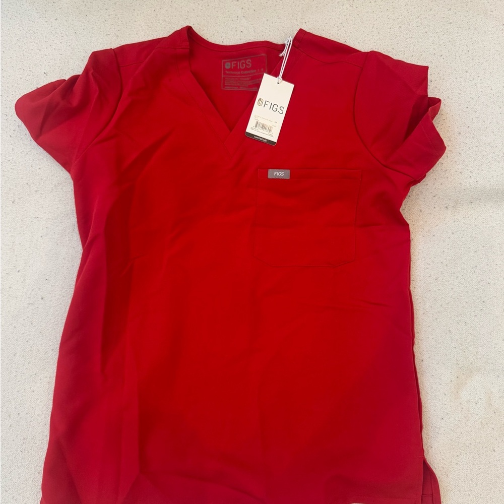 Figs Women's Short Sleeve Red Top